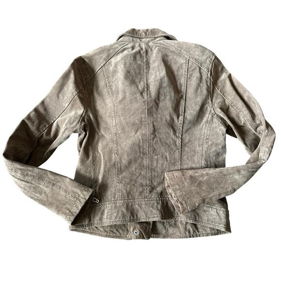Blank NYC Tan Suede Leather Lined Moto Jacket Cropped Zipper Style Size Small - Picture 2 of 7